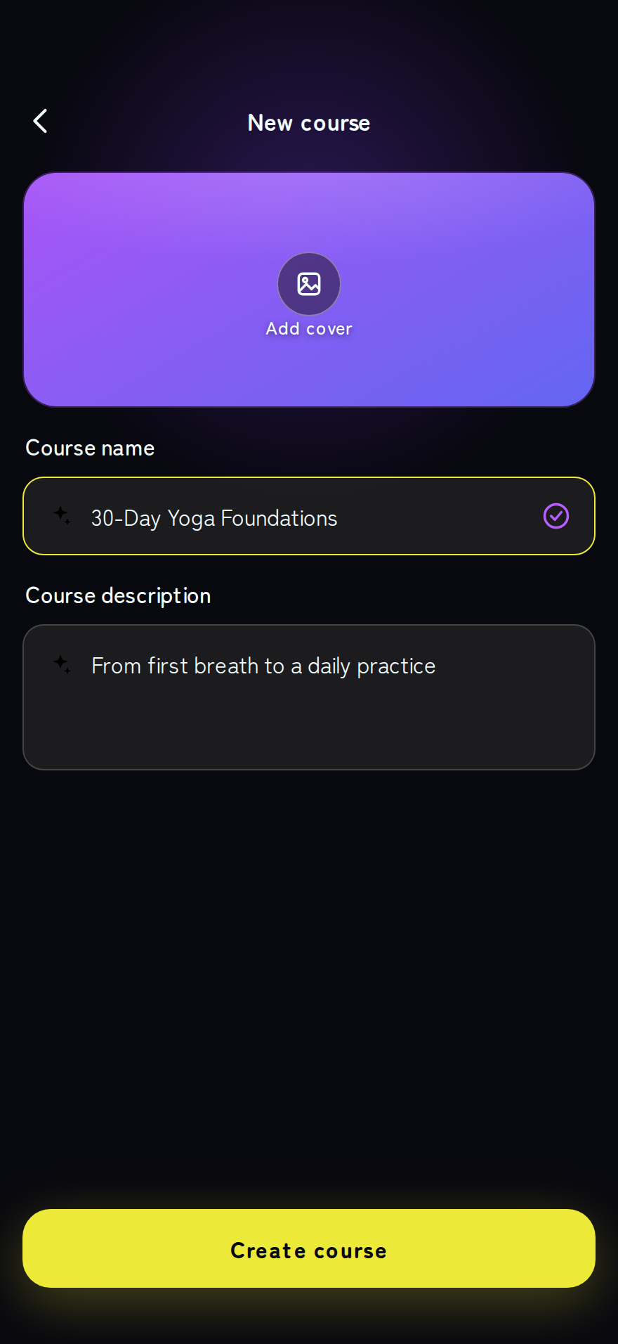 Creating a course