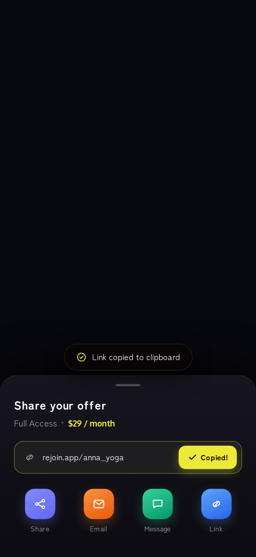 Sharing an offer link